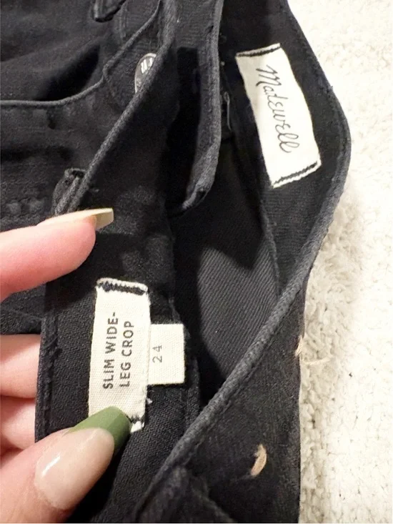 Madewell Black Slim Wide-Leg Crop Jeans Size 24 - Picture 3 of 4